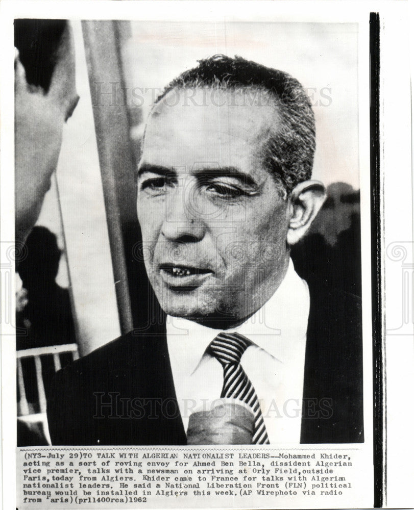 1962 Press Photo Mohammed Khider Politician - Historic Images