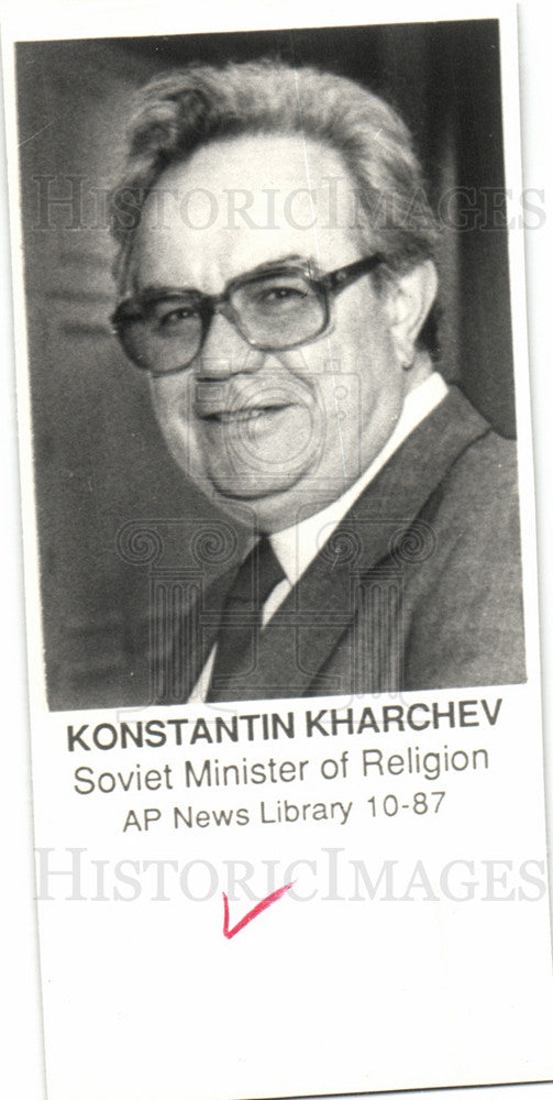 1987 Press Photo Konstantin Kharchev Soviet Minister - Historic Images