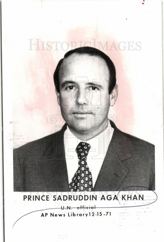 1971 Press Photo Prince Sadruddin Khan, U.N. Official - Historic Images