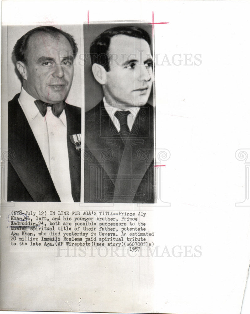 1957 Press Photo Islamic Aly Khan Aga Khan death - Historic Images