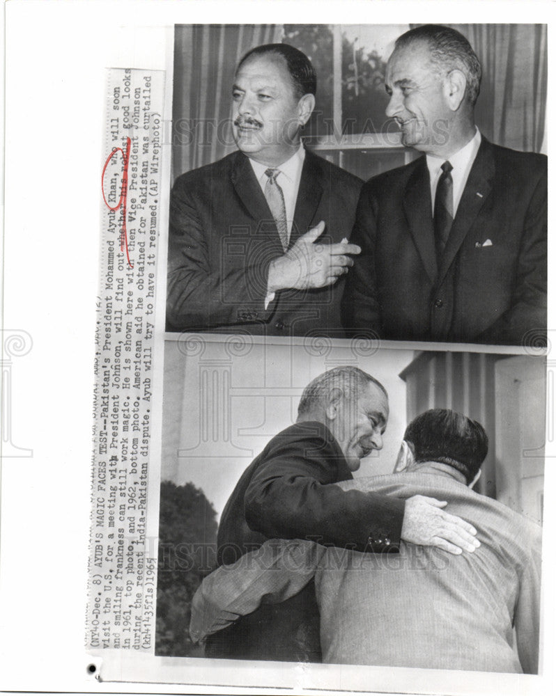 1965 Press Photo Muhammad Ayub Khan President Pakistan - Historic Images