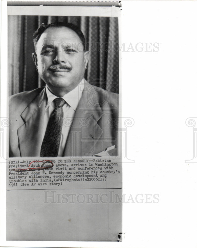 1961 Press Photo Ayub Khan President Pakistan - Historic Images
