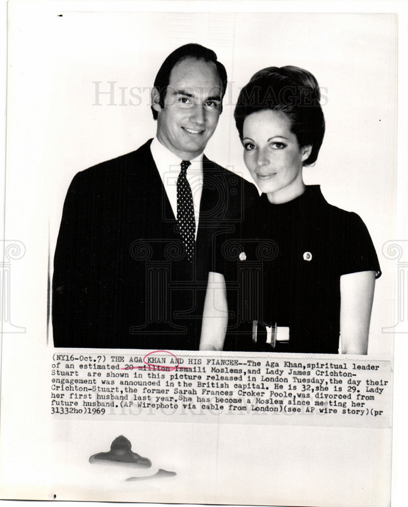 1969 Press Photo Aga Khan fiance Lady Crichton-Stuart - Historic Images