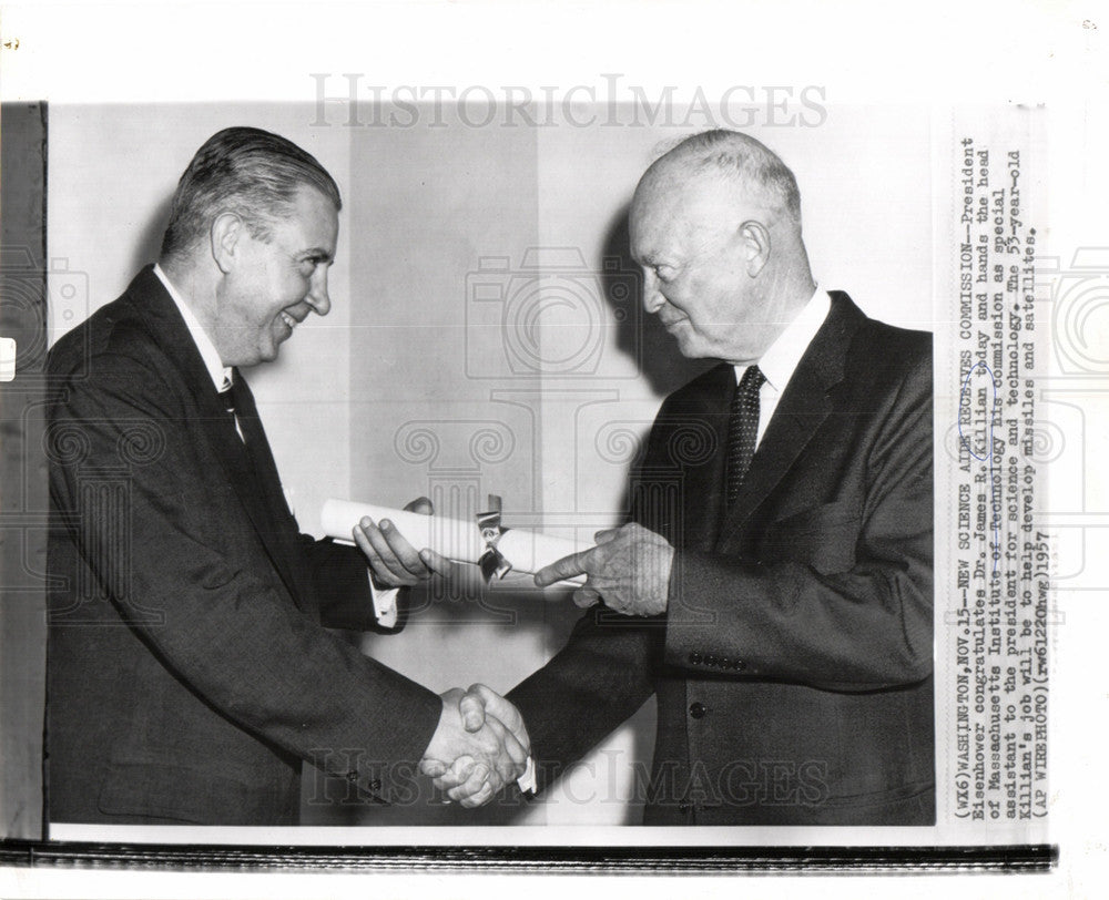 1957 Press Photo Dr. James R. Killian. Science Advisor - Historic Images