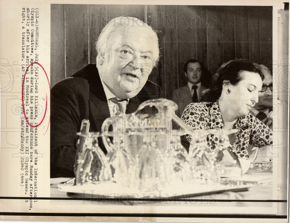 1976 Press Photo Lord Killanin President IOC - Historic Images