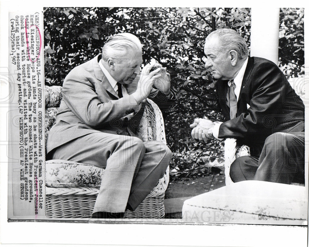 1967 Press Photo Kurt Kiesinger President Johnson DC - Historic Images