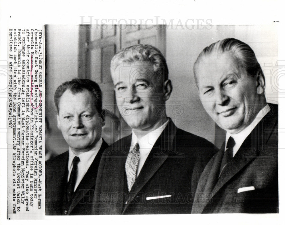 1967 Press Photo Kurt Georg Kiesinger Chancellor German - Historic Images