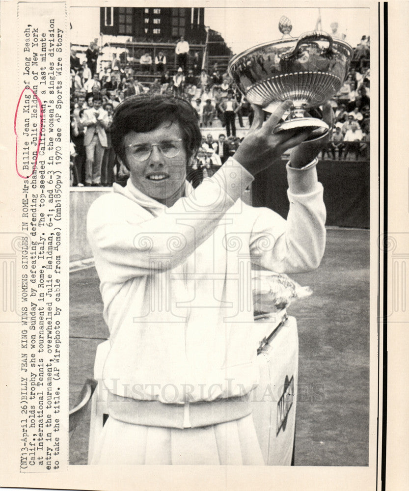 1970 Press Photo Billie Jean King Grand Slam Long beach - Historic Images