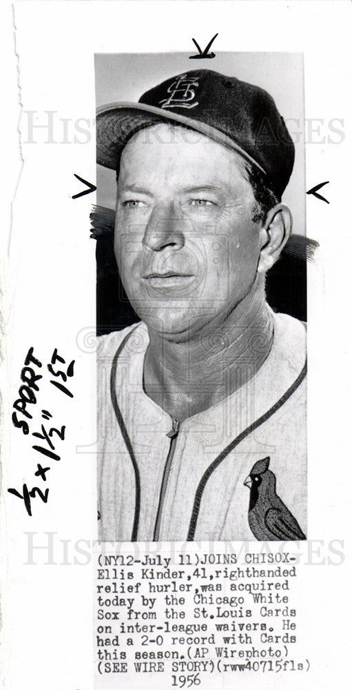 1956 Press Photo Ellis Kinder Pitcher Chicago White Sox - Historic Images