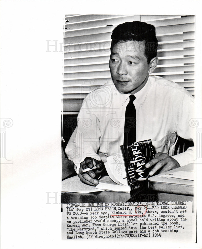 1964 Press Photo Richard E. Kim HamhungKorea Writer - Historic Images