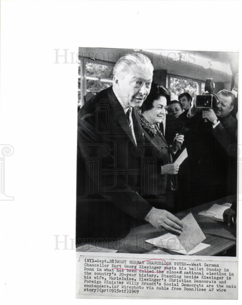 1969 Press Photo Kurt Kiesinger germany democrats - Historic Images