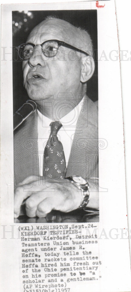 1957 Press Photo Herman Kierdorf Teamsters Union - Historic Images