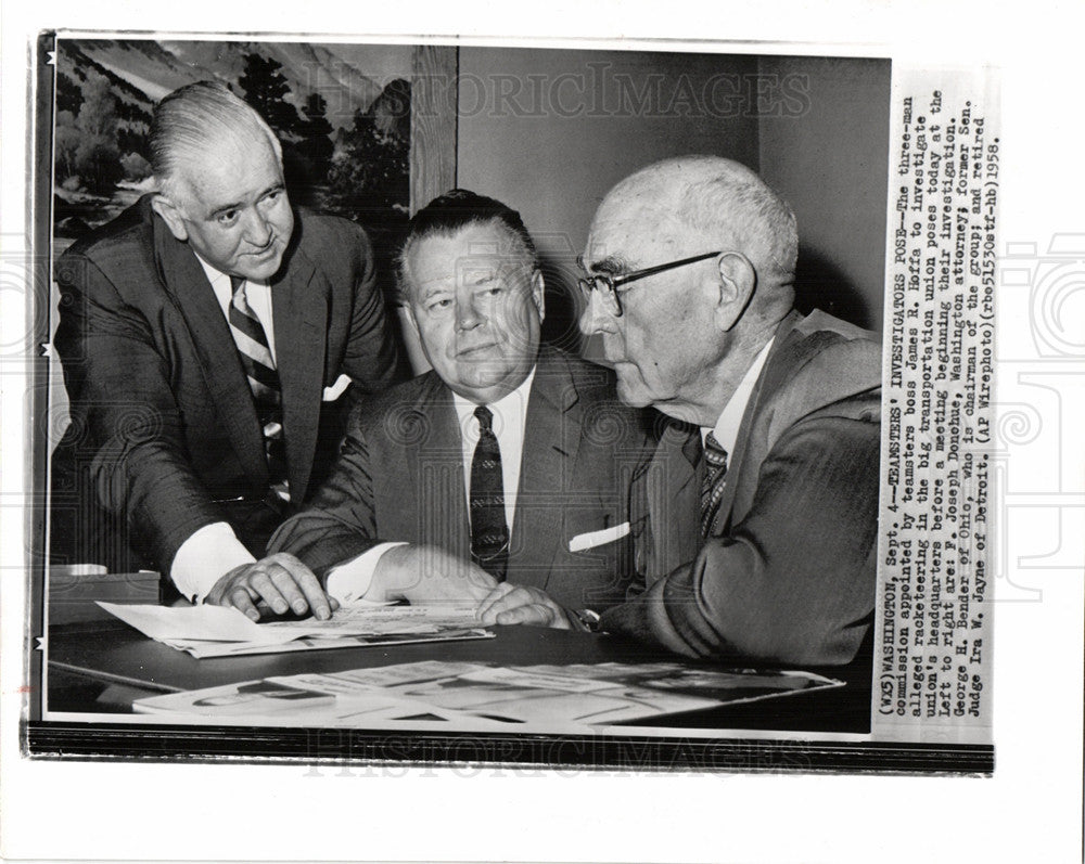 1958 Press Photo Donohue Bender Jayne Senate rackets - Historic Images