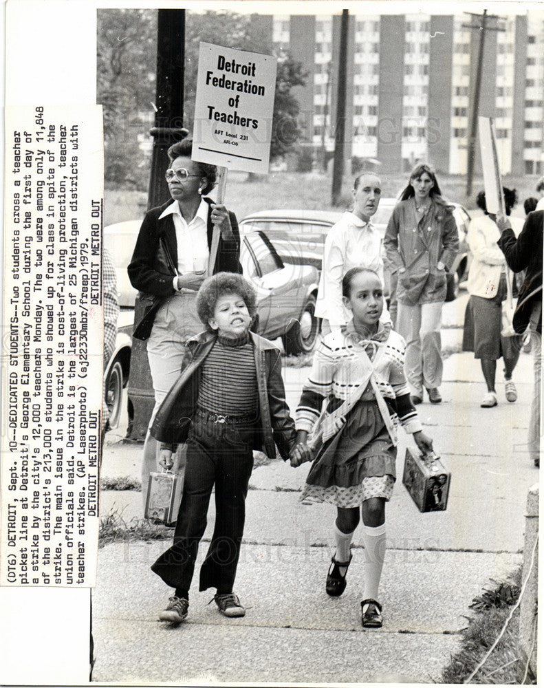 1979 Press Photo Teachers Strike Detroit G. Elementary - Historic Images