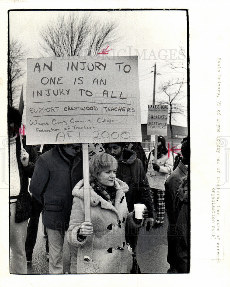 1975 Press Photo School Strikes Paula Reimers - Historic Images