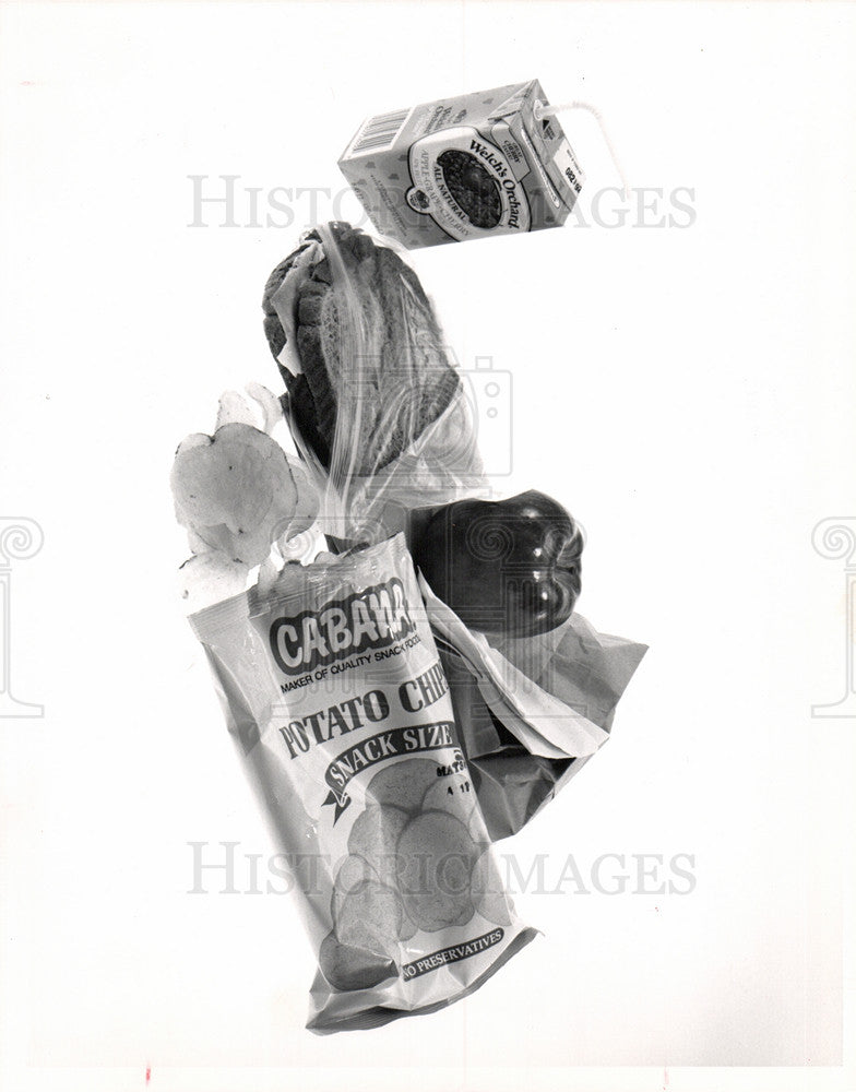 1992 Press Photo recycle lunch bags drink boxes - Historic Images