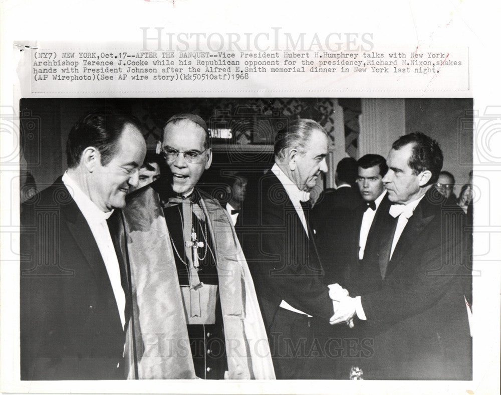 1968 Press Photo Hubert Humphrey Richard Nixon New York - Historic Images