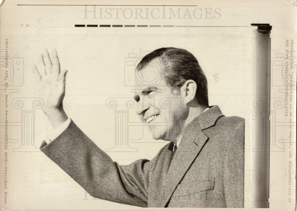 1974 Press Photo Richard Nixon President USA California - Historic Images