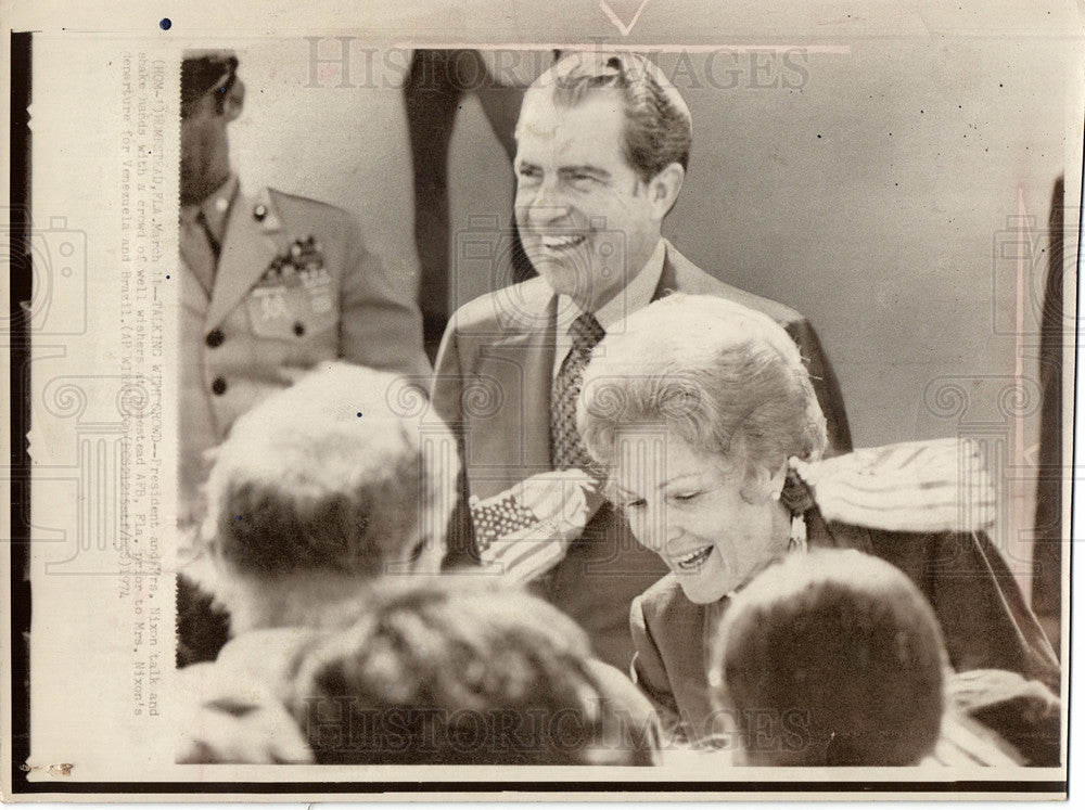 1974 Press Photo Richard Pat Nixon Venenzuela Brasil - Historic Images