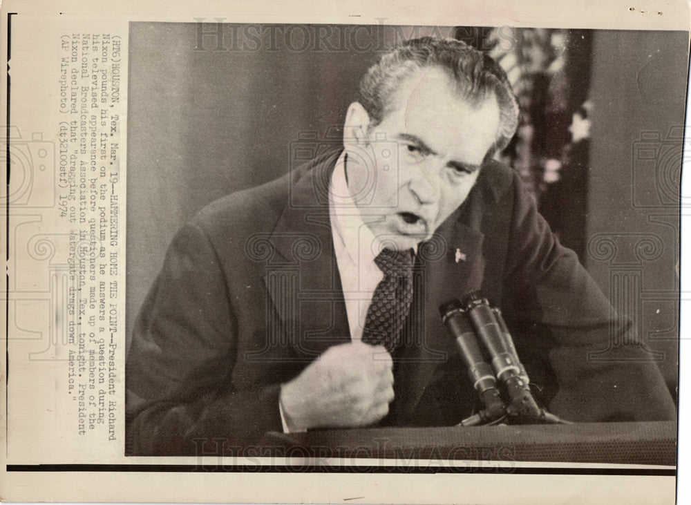 1974 Press Photo Richard Milhous Nixon 37th President - Historic Images