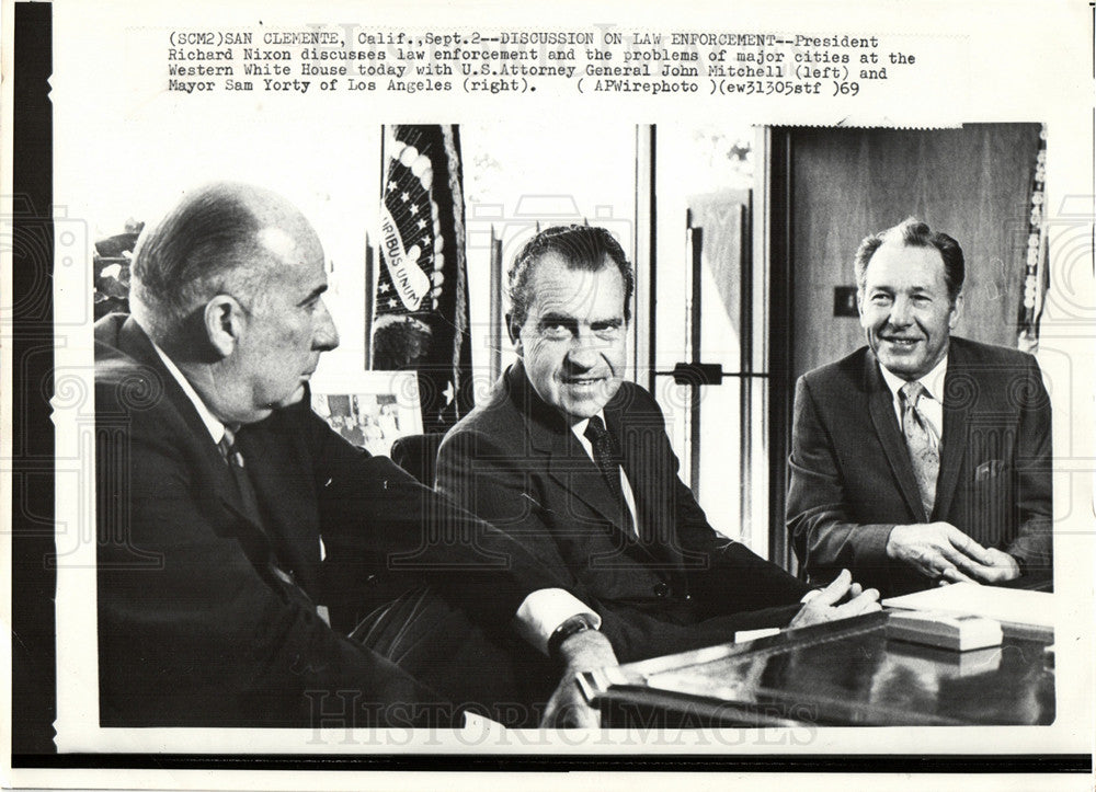 1969 Press Photo President Richard Nixon John Mitchell - Historic Images