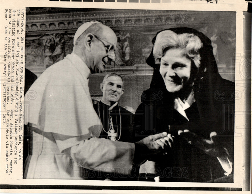 1970 Press Photo Pat Nixon Pope Paul VI Vatican - Historic Images