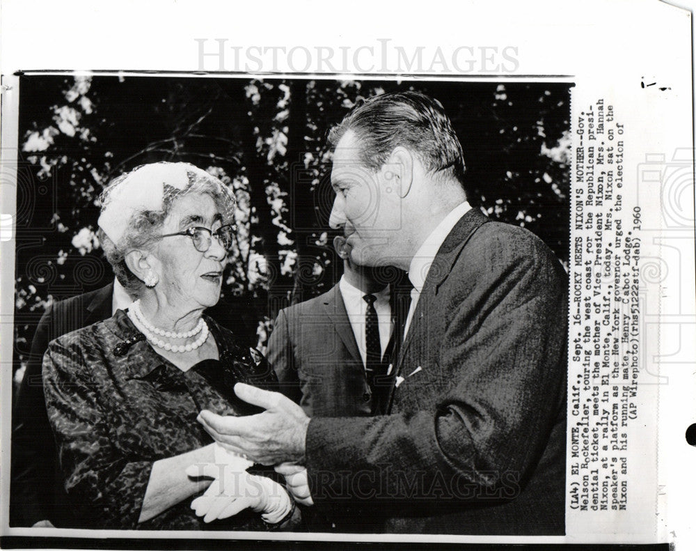 1960 Press Photo Hanna Nixon Rockefeller rally El Monte - Historic Images