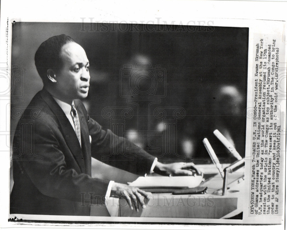 1961 Press Photo Nkrumah U.N. Speech Congo Crisis - Historic Images