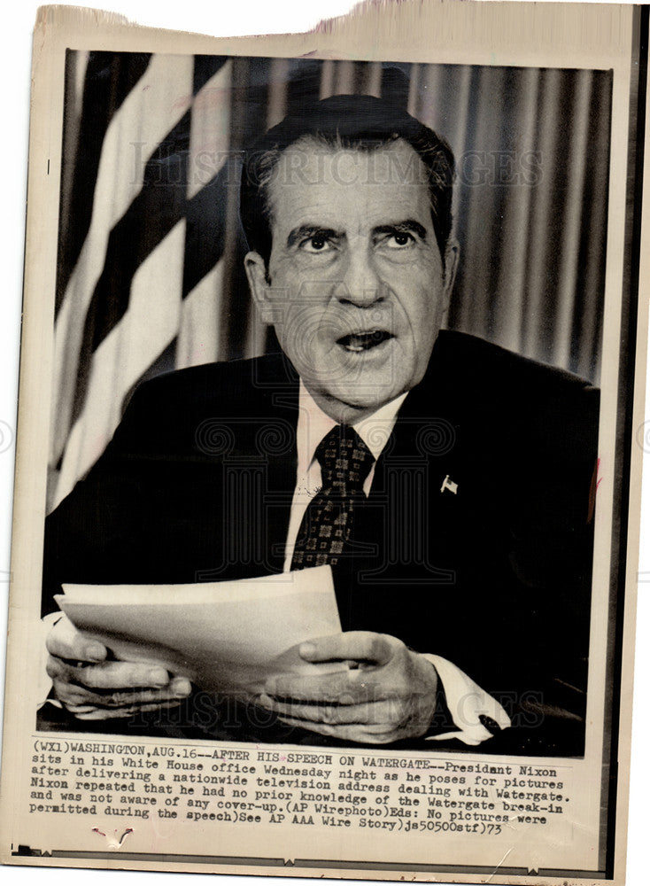 1973 Press Photo Richard Nixon Watergate White House - Historic Images