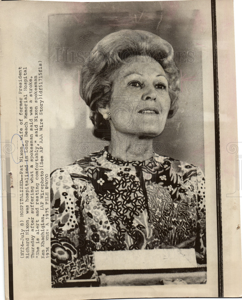 1976 Press Photo Pat Nixon First Lady Richard Nixon - Historic Images