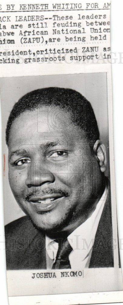 1965 Press Photo Joshua Nkomo, ZANU Black leader - Historic Images