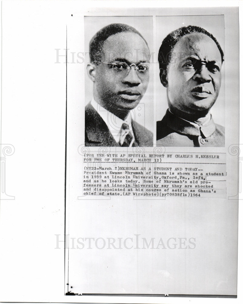 1964 Press Photo Ghana President Kwame Nkrumah Lincoln - Historic Images