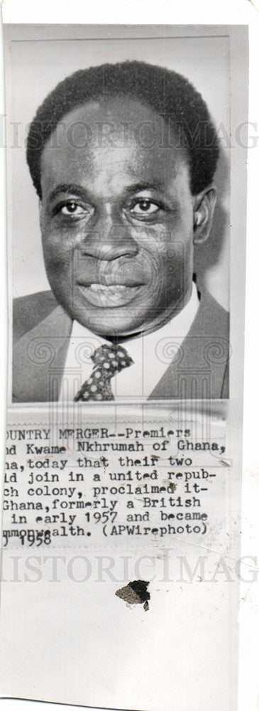 1958 Press Photo Kwame Nkrumah President Ghana Africa - Historic Images