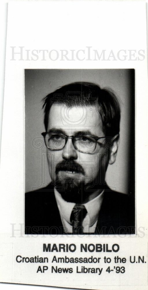1993 Press Photo Mario Nobilo Croatian Ambassador U.N. - Historic Images