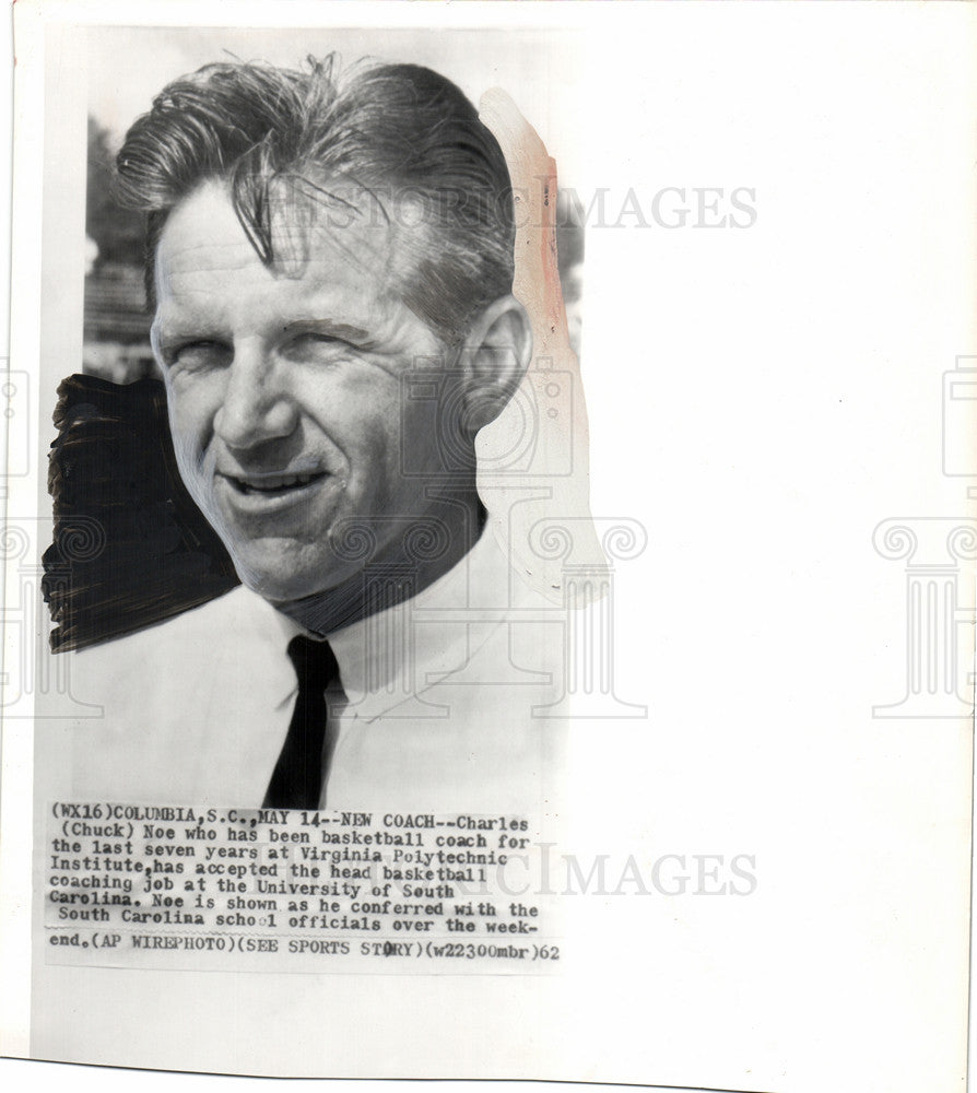 1962 Press Photo Chuck Noe coach South Carolina - Historic Images