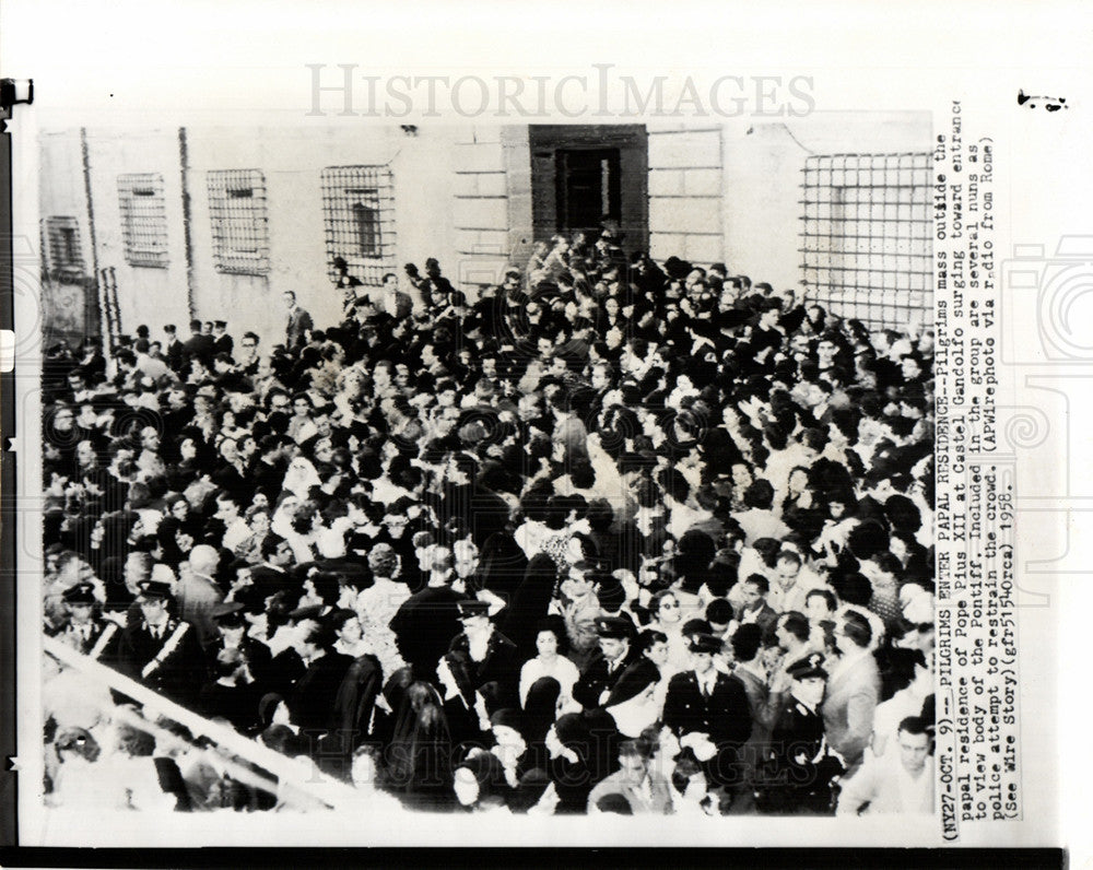 1958 Press Photo Pope Pius XII, Castel Gandolfo - Historic Images