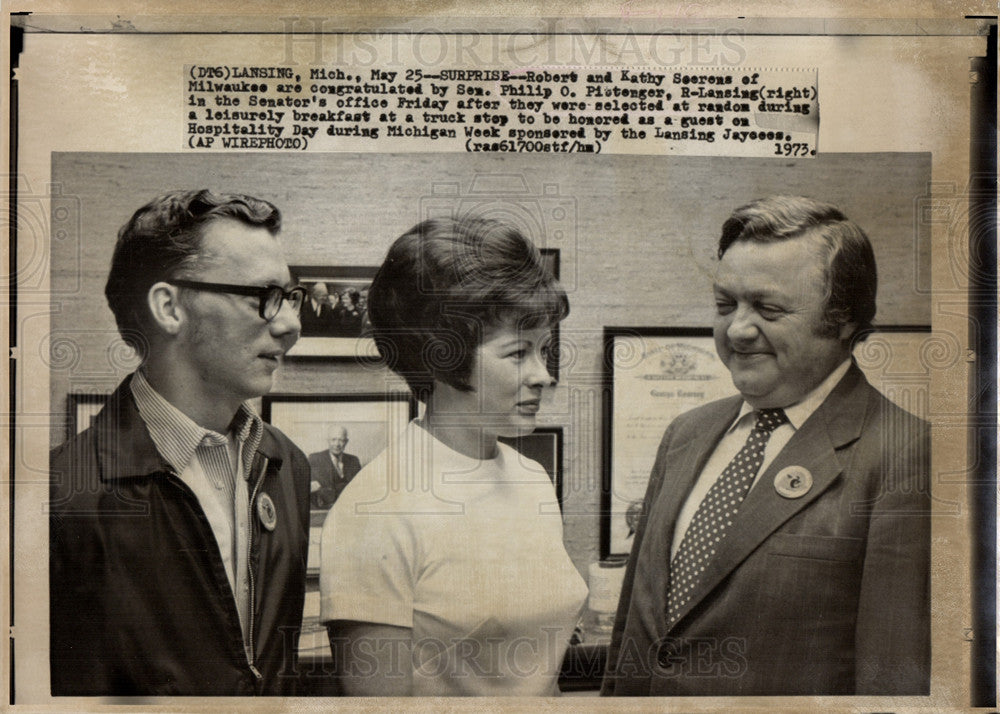 1973 Press Photo Pittenger, Senator, Hospitality Day - Historic Images