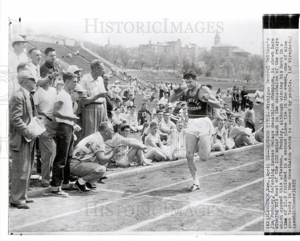 1955 Press Photo Jim Podoley Decathlon Champion - Historic Images