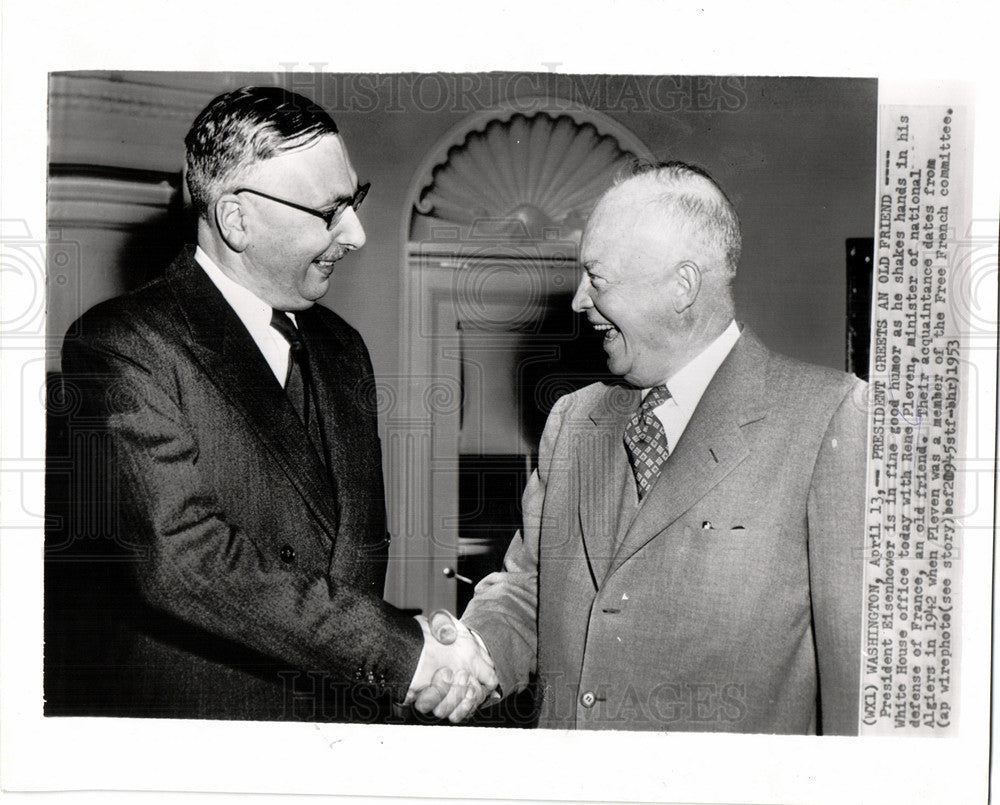 1953 Press Photo President Eisenhower Rene Plevin - Historic Images