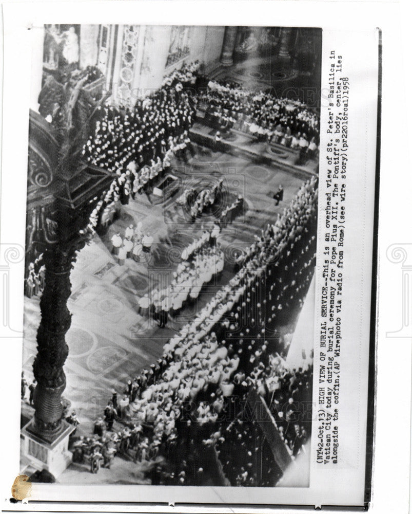 1958 Press Photo Pope Pius XII Vatican City Catholic - Historic Images