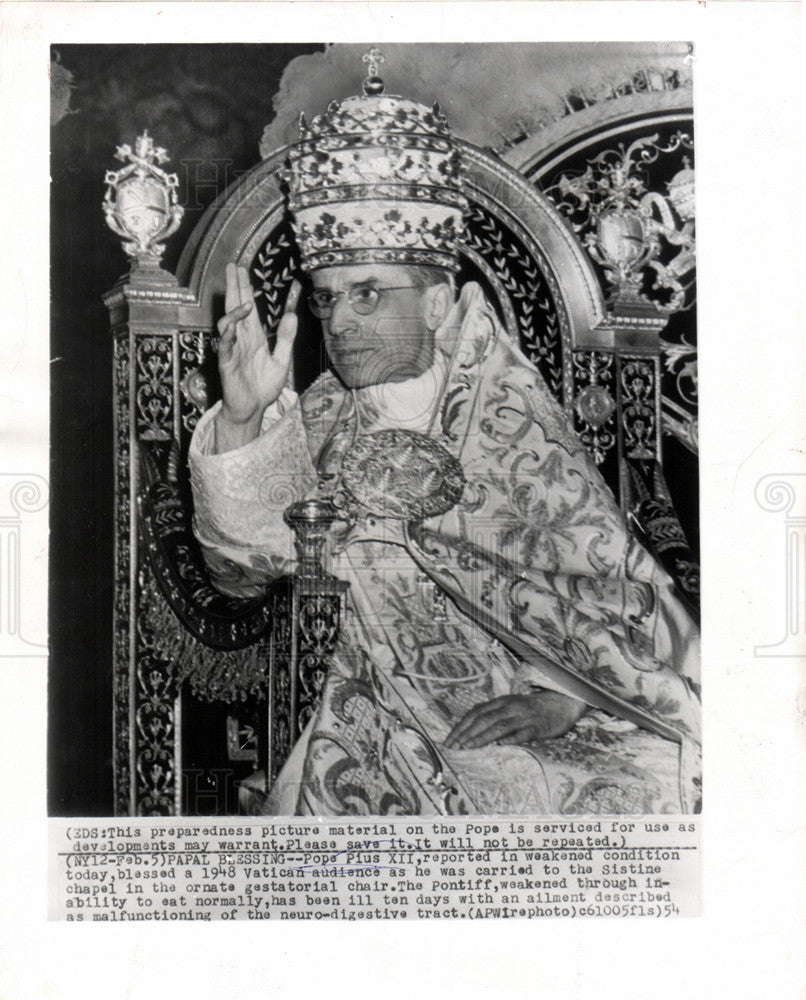 1948 Press Photo Papal Blessing Vatican Sistine Chapel - Historic Images