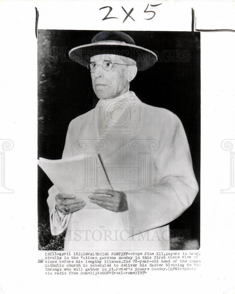 1954 Press Photo Pope Pius Roman Catholic Church - Historic Images