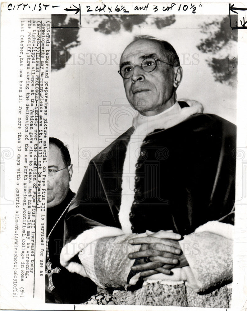 1954 Press Photo Pope Pius XII Italy Pope - Historic Images