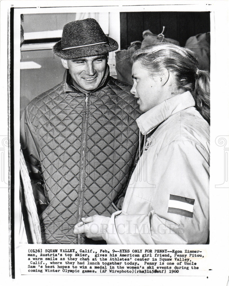 1960 Press Photo skier, Ego Zimmerman, Penny Pitou - Historic Images