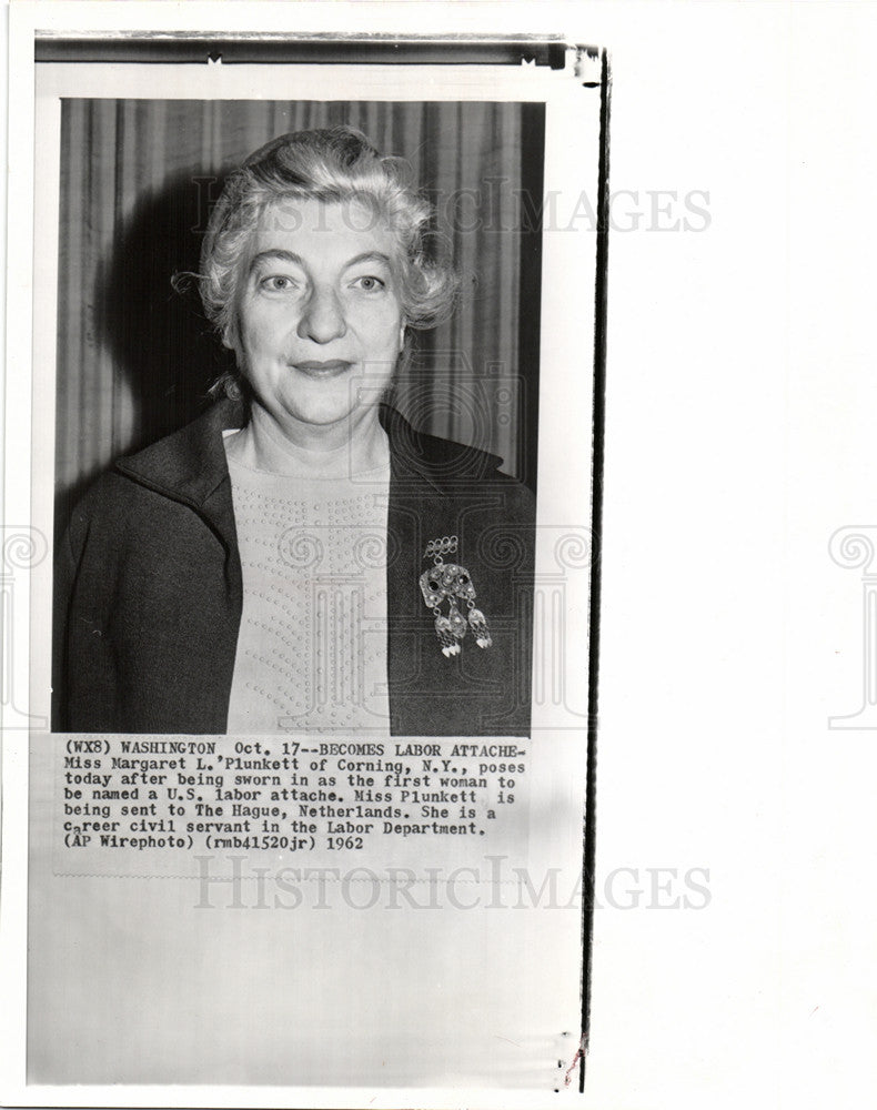 1962 Press Photo Miss Margaret L. Plunkett attache - Historic Images