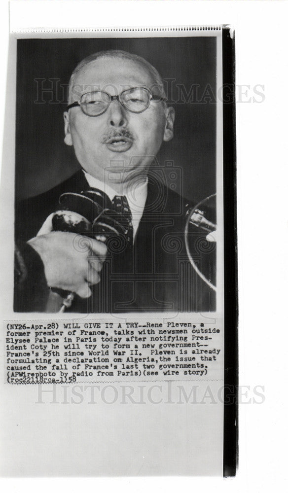 1958 Press Photo Ren? Pl?ven French politician - Historic Images