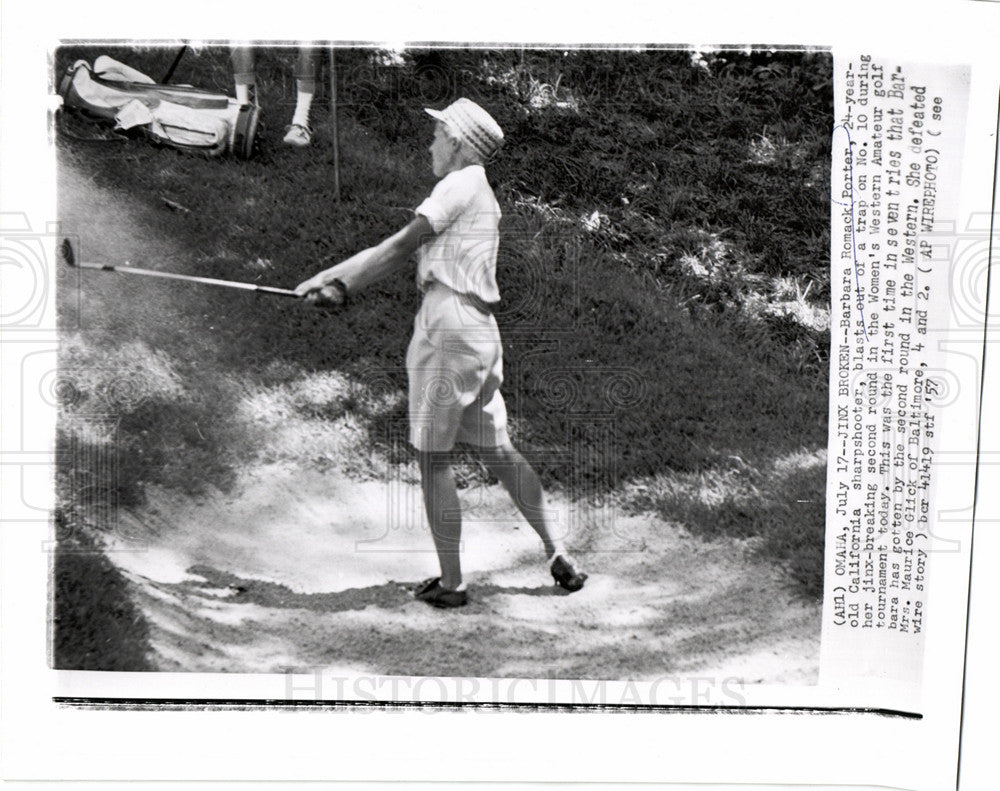 1957 Press Photo Barbara Romack Porter golf tournament - Historic Images