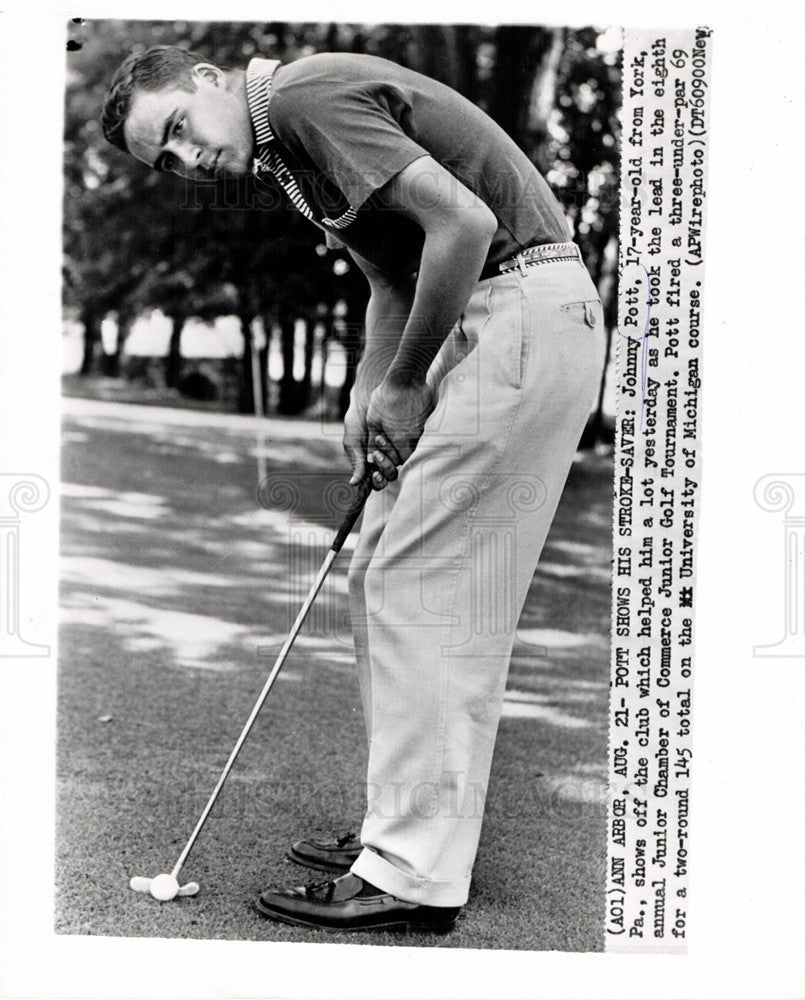 1953 Press Photo Johnny Pott Michigan Golf Ann Arbor - Historic Images