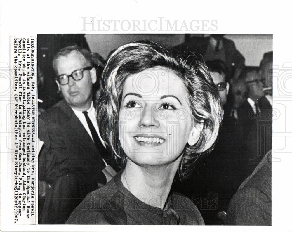 1967 Press Photo Mrs.Marjorie Powell, testimony - Historic Images