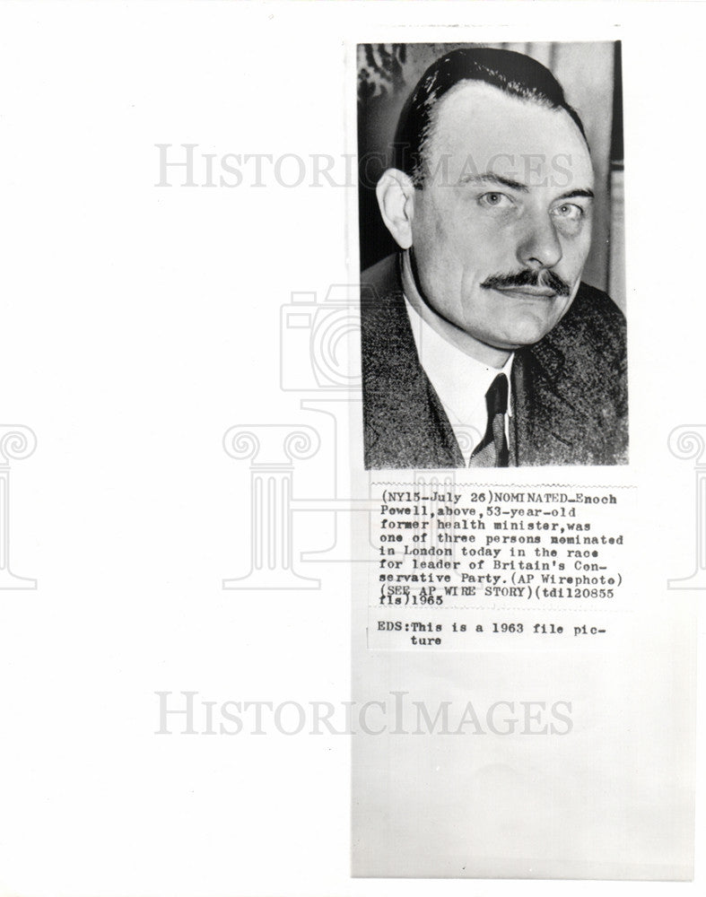 1965 Press Photo Enoch Powell British Conservative - Historic Images